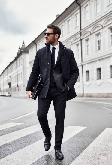 JP1880 Jacket Business Waterproof Black - Kabátok - Nagyméretű Kabátok - 2XL-8XL