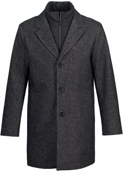 JP1880 Coat Wool Blend Quilted Insert Black - Kabátok - Nagyméretű Kabátok - 2XL-8XL