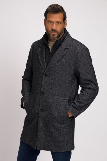 JP1880 Coat Wool Blend Quilted Insert Black - Kabátok - Nagyméretű Kabátok - 2XL-8XL