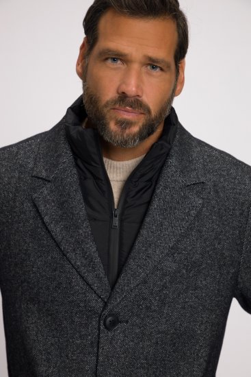 JP1880 Coat Wool Blend Quilted Insert Black - Kabátok - Nagyméretű Kabátok - 2XL-8XL