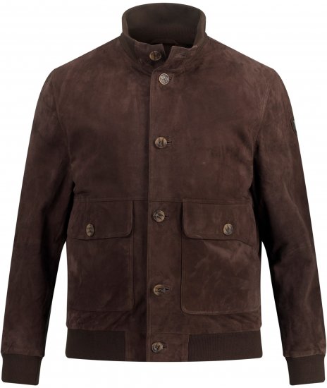 JP1880 Leather Jacket Goat Suede Espresso Brown - Kabátok - Nagyméretű Kabátok - 2XL-8XL