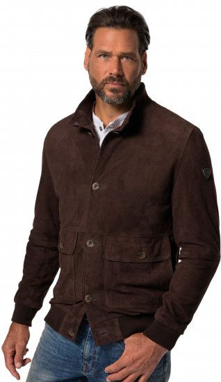 JP1880 Leather Jacket Goat Suede Espresso Brown - Kabátok - Nagyméretű Kabátok - 2XL-8XL