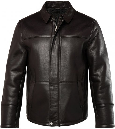 JP1880 Leather Jacket Soft Lamb Nappa Dark Brown - Kabátok - Nagyméretű Kabátok - 2XL-8XL