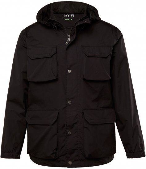 Jay-Pi Jacket Technical Weatherproof Stomach Fit Black - Kabátok - Nagyméretű Kabátok - 2XL-8XL