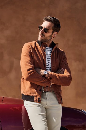 JP1880 Jacket Leather Lamb Nappa Brown - Kabátok - Nagyméretű Kabátok - 2XL-8XL