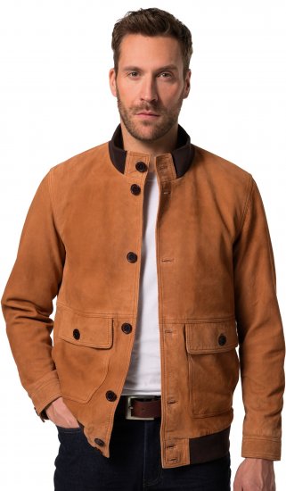 JP1880 Jacket Leather Lamb Nappa Brown - Kabátok - Nagyméretű Kabátok - 2XL-8XL