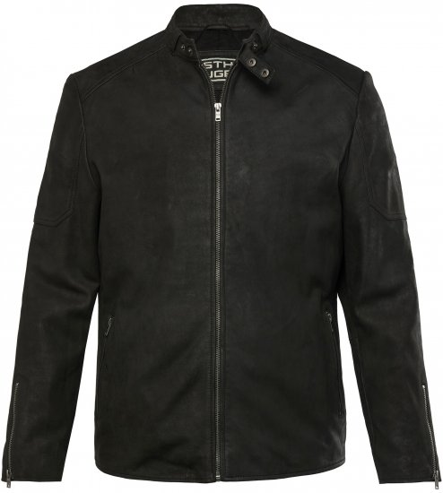 STHUGE Leather Biker Jacket Lamb Nappa Leather Black - Kabátok - Nagyméretű Kabátok - 2XL-8XL
