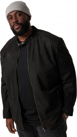 STHUGE Leather Biker Jacket Lamb Nappa Leather Black - Kabátok - Nagyméretű Kabátok - 2XL-8XL