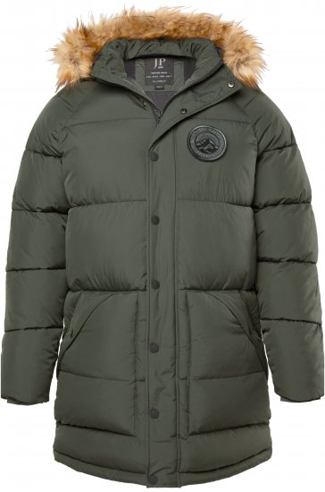 JP1880 Quilted Parka Lightweight and Warm with Faux Fur Hood Dark Green - Kabátok - Nagyméretű Kabátok - 2XL-8XL