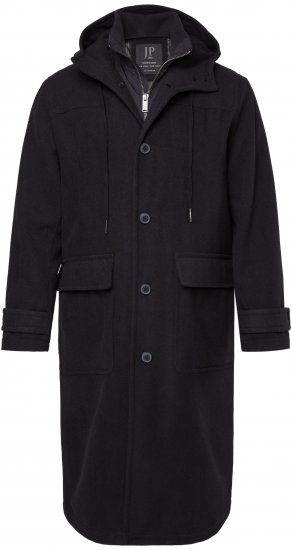 JP1880 Water-repellent Functional Coat with Wool Look Black - Kabátok - Nagyméretű Kabátok - 2XL-8XL