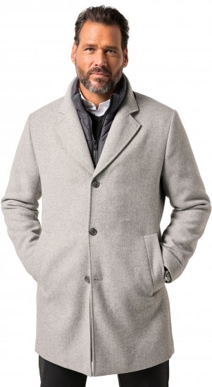 JP1880 Wool Blend Coat with Nylon Insert Grey - Kabátok - Nagyméretű Kabátok - 2XL-8XL