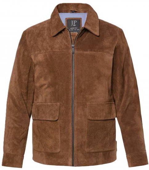 JP1880 Leather Jacket Genuine Cowhide Brown - Kabátok - Nagyméretű Kabátok - 2XL-8XL