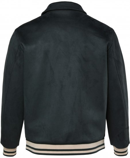 JP1880 Blouson Velour with Chest Embroidery Dark Green - Kabátok - Nagyméretű Kabátok - 2XL-8XL