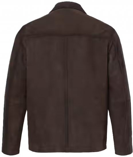 JP1880 Leather Jacket Goat Suede Shirt Collar Dark Brown - Kabátok - Nagyméretű Kabátok - 2XL-8XL