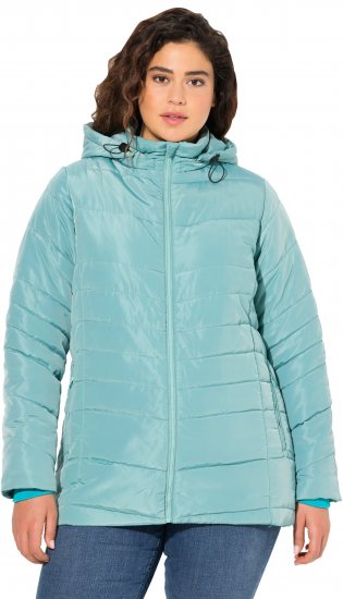 Ulla Popken Quilted Water Repellent Jacket Soft Turquoise - Dzsekik - 