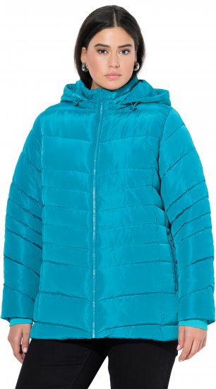 Ulla Popken Quilted Water Repellent Jacket Turquoise - Dzsekik - 