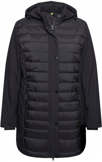 Ulla Popken HYPRAR Mixed Texture Water-Repellent Jacket Black - Dzsekik - 