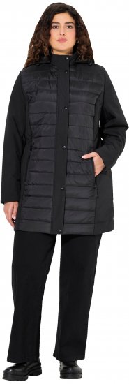Ulla Popken HYPRAR Mixed Texture Water-Repellent Jacket Black - Dzsekik - 