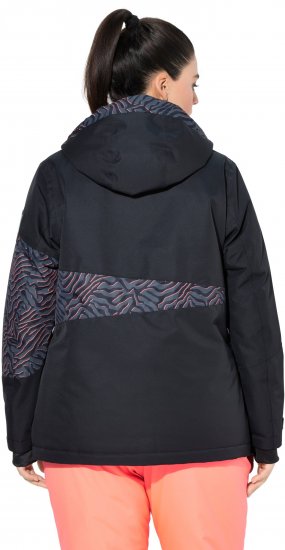 Ulla Popken Neon Ripple Performance Snow Jacket Black - Dzsekik - 