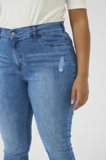Kaffe Curve Laurina Farmer Washed/Destroyed Blue Denim - Női Farmer & Nadrágok Nagy Méretekben – Plus Size - 