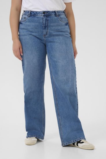 Kaffe Curve Leoana Széles szárú hosszú farmer Vintage kék - Női Farmer & Nadrágok Nagy Méretekben – Plus Size - 