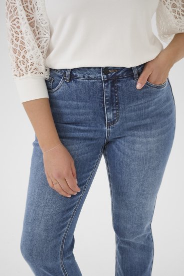 Kaffe Curve Dina Egyenes szárú normál hosszúságú farmer Kék - Női Farmer & Nadrágok Nagy Méretekben – Plus Size - 