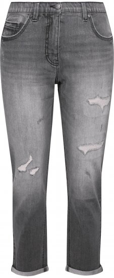 Ulla Popken Distressed Stretch Fit Boyfriend Jeans Dark Denim Blue - Női Farmer & Nadrágok Nagy Méretekben – Plus Size - 