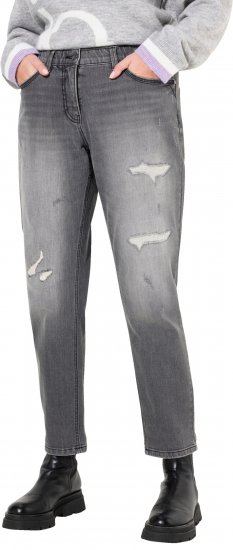 Ulla Popken Distressed Stretch Fit Boyfriend Jeans Dark Denim Blue - Női Farmer & Nadrágok Nagy Méretekben – Plus Size - 