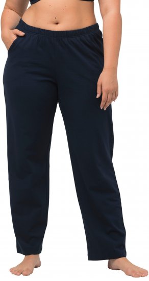 Ulla Popken Bootcut Elastic Waist Cotton French Terry Sport Pants Night Blue - Női Farmer & Nadrágok Nagy Méretekben – Plus Size - 
