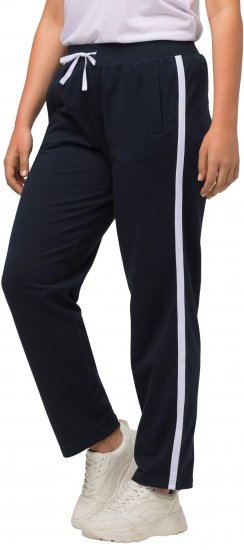Ulla Popken Side Stripe Adjustable Drawstring Waist Joggers Navy - Női Farmer & Nadrágok Nagy Méretekben – Plus Size - 