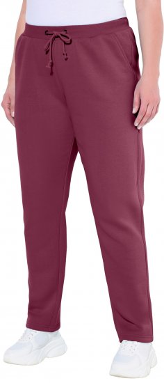 Ulla Popken Basic Drawstring Elastic Waist Cotton Blend Joggers Dark Berry - Női Farmer & Nadrágok Nagy Méretekben – Plus Size - 