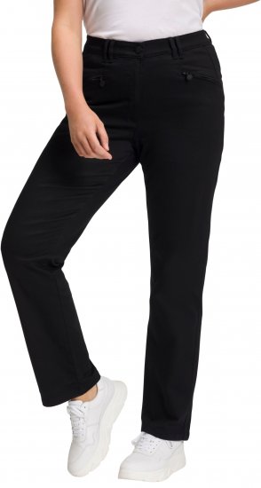 Ulla Popken Basic Mony Tapered Leg Stretch Pants Black - Női Farmer & Nadrágok Nagy Méretekben – Plus Size - 