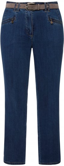 Ulla Popken Mony Elastic Waist Zip Pocket Jeans Blue Denim - Női Farmer & Nadrágok Nagy Méretekben – Plus Size - 