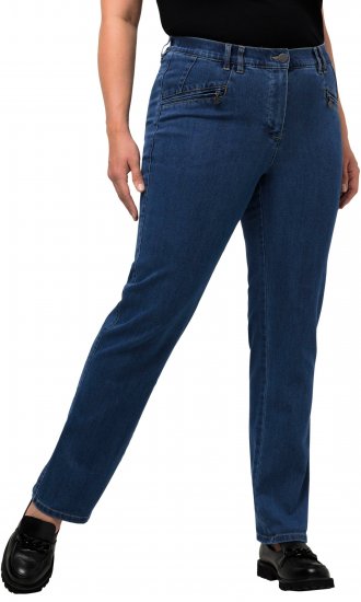 Ulla Popken Mony Elastic Waist Zip Pocket Jeans Blue Denim - Női Farmer & Nadrágok Nagy Méretekben – Plus Size - 