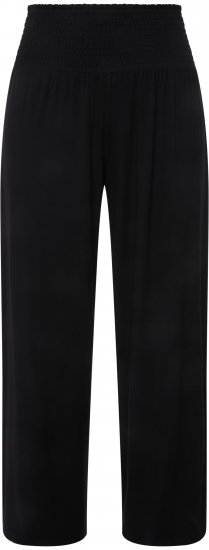 Ulla Popken Wide Leg Smocked Waist Knit Pants Black - Női Farmer & Nadrágok Nagy Méretekben – Plus Size - 