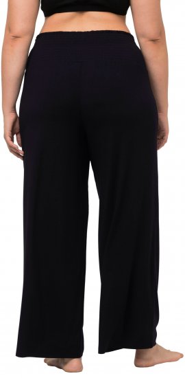 Ulla Popken Wide Leg Smocked Waist Knit Pants Black - Női Farmer & Nadrágok Nagy Méretekben – Plus Size - 