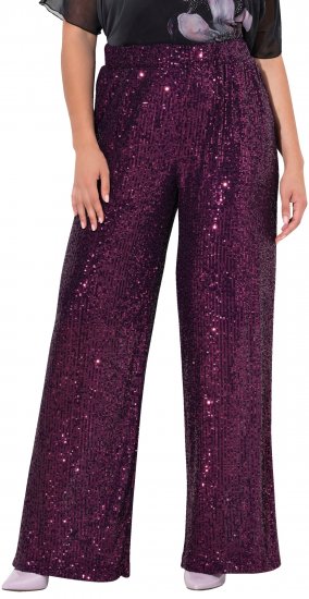 Ulla Popken Wide Leg Sequined Pants Mulberry - Női Farmer & Nadrágok Nagy Méretekben – Plus Size - 