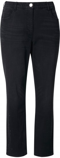 Ulla Popken Rhinestone Detail Stretch Fit Jeans Black - Női Farmer & Nadrágok Nagy Méretekben – Plus Size - 