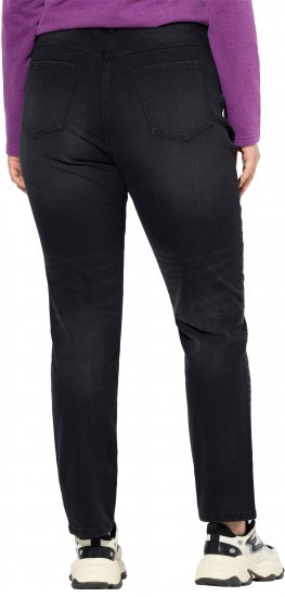 Ulla Popken Rhinestone Detail Stretch Fit Jeans Black - Női Farmer & Nadrágok Nagy Méretekben – Plus Size - 