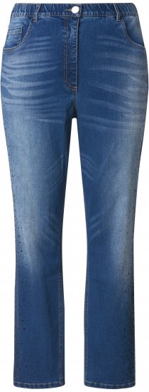 Ulla Popken Rhinestone Detail Stretch Fit Jeans Denim Blue - Női Farmer & Nadrágok Nagy Méretekben – Plus Size - 