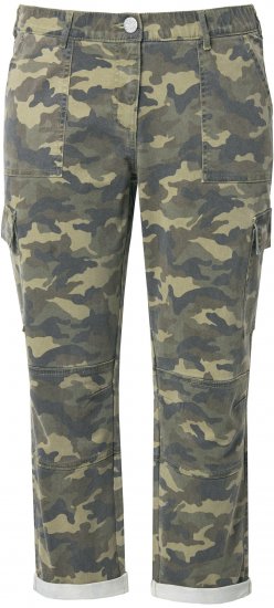 Ulla Popken Camo Boyfriend Pants Olive Grey - Női Farmer & Nadrágok Nagy Méretekben – Plus Size - 