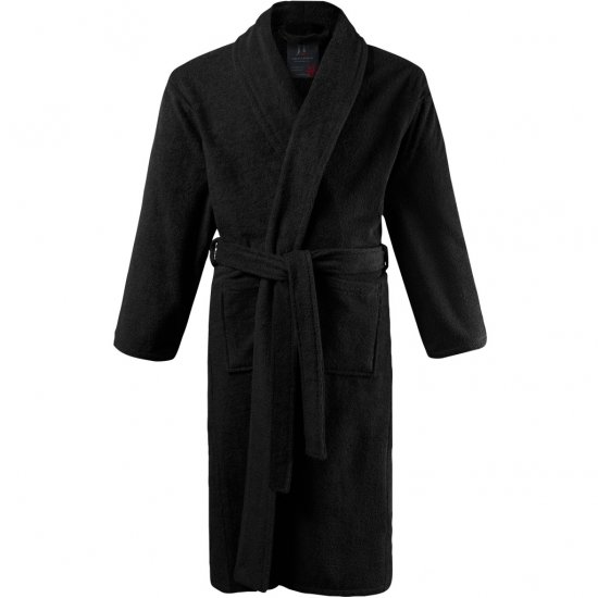 JP1880 Bathrobe Extra Soft Terry Cloth Black - Alsónemű & Strandruhák - Nagyméretű Alsónemű 2XL-8XL