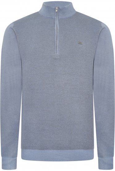 Kam Jeans 94 Knitted with 1/4 Zipper Sweater Powder Blue - Pulóverek & kapucnis pulóverek - Pulóverek & Kapucnis pulóver 2XL-12XL