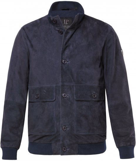 JP1880 Soft Goatskin Suede Leather Jacket Navy - Bőrdzsekik - Bőrkabátok nagy méretekben