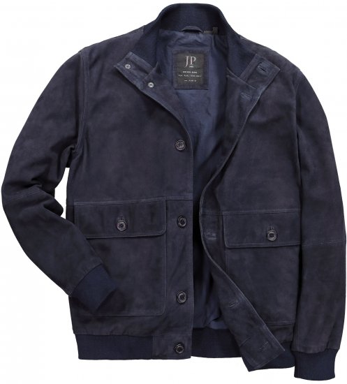 JP1880 Soft Goatskin Suede Leather Jacket Navy - Bőrdzsekik - Bőrkabátok nagy méretekben