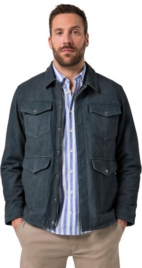 JP1880 Fine Lamb Leather Jacket Deep Sea Blue - Kabátok - Nagyméretű Kabátok - 2XL-8XL
