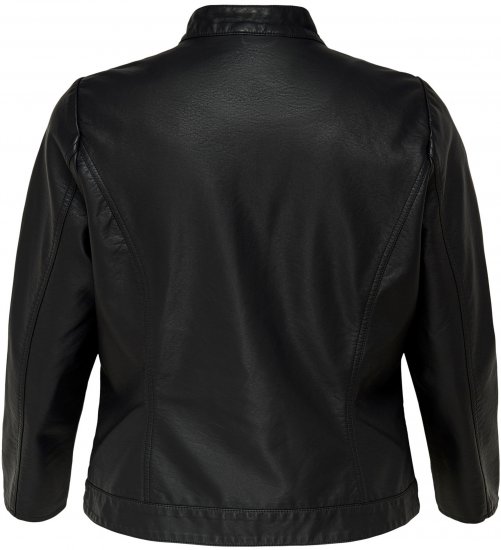 Only Carmakoma Robber Leather Jacket Black - Kožené bundy - 
