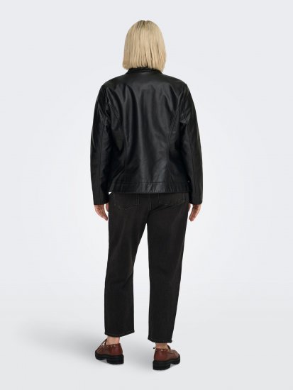 Only Carmakoma Robber Leather Jacket Black - Kožené bundy - 