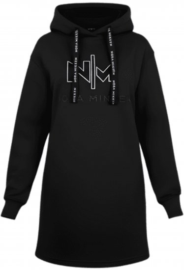 Nora Mikken KADRI WHITE Long Hoodie Black - Pulóverek & kapucnis pulóverek - 