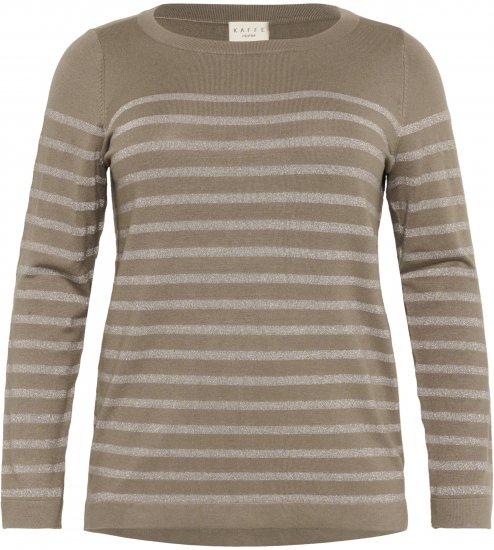 Kaffe Curve Linia Boatneck Pullover Morel Melange with Silver Lurex - Kötött pulóverek - 